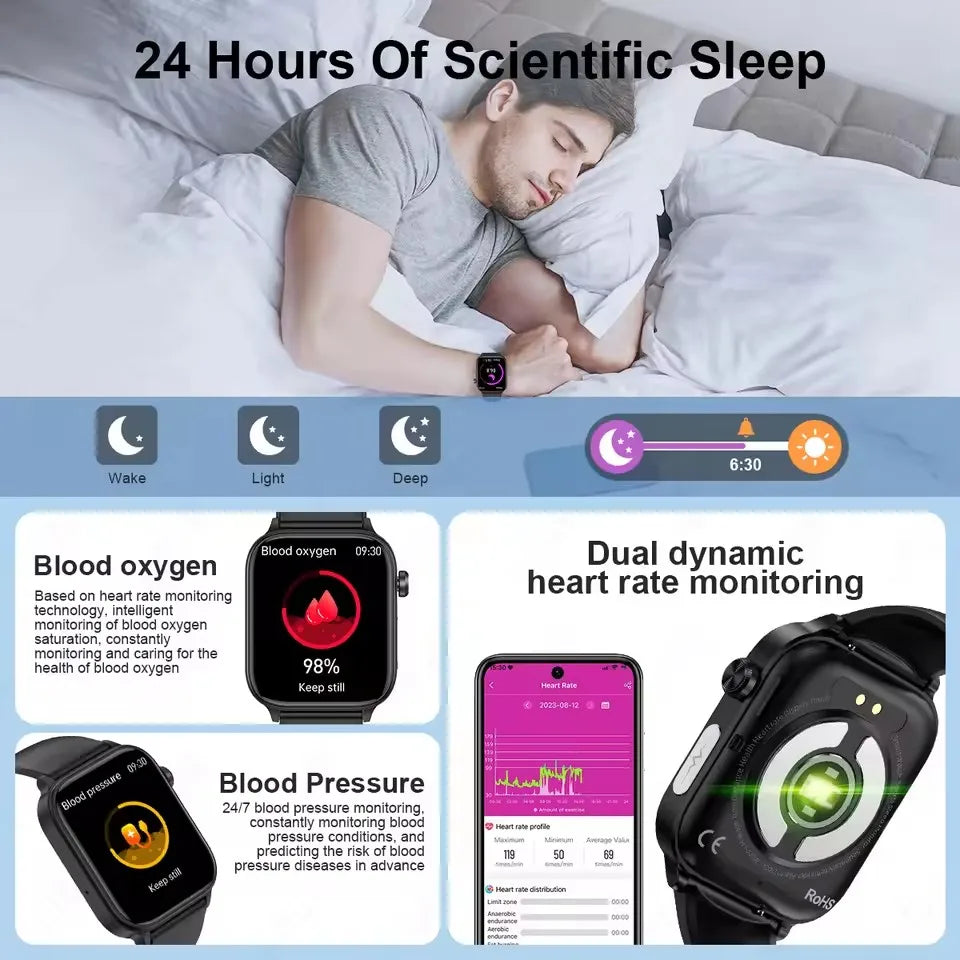 2025 New ECG+PPG+HRV Smart Watch Men Blood Lipid Uric Acid Health