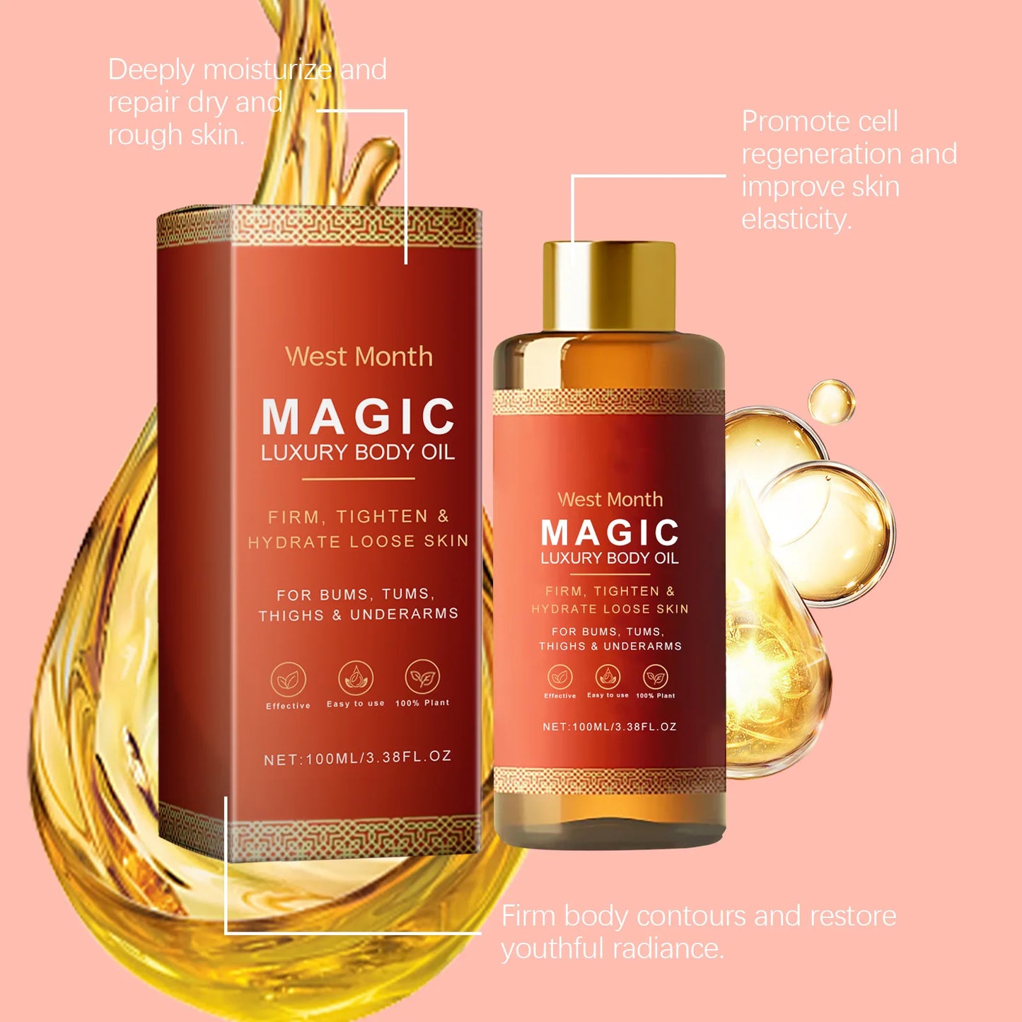 Firming Body Oil for Glowing Skin Repair Smooth Anti Cellulite Lifting
