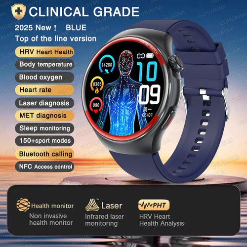 2025 New Nursing Health laser Cure Blood pressure Smart Watch Men