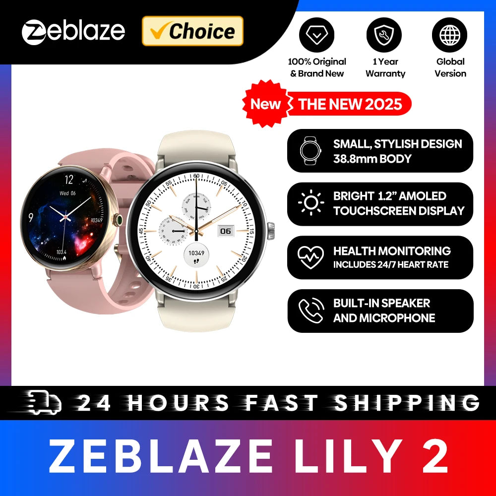 The NEW 2025 Zeblaze Lily 2 Voice Calling Female Smartwatch 1.2"