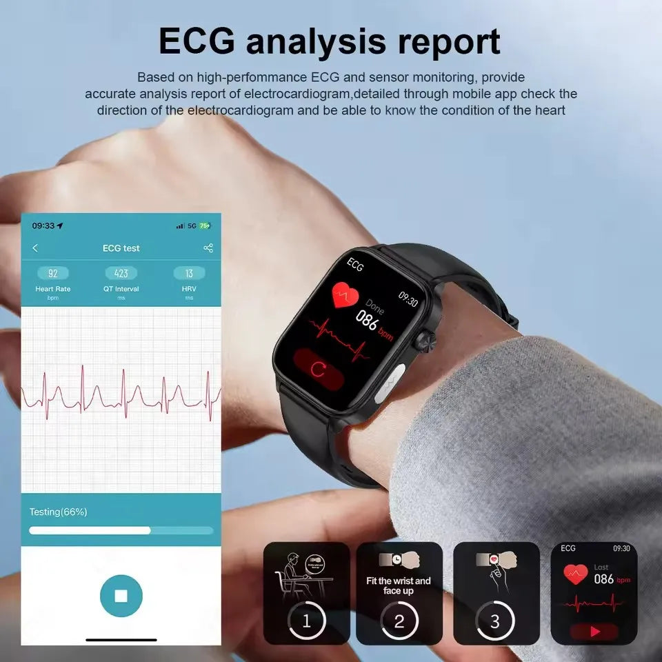 2025 New ECG+PPG+HRV Smart Watch Men Blood Lipid Uric Acid Health