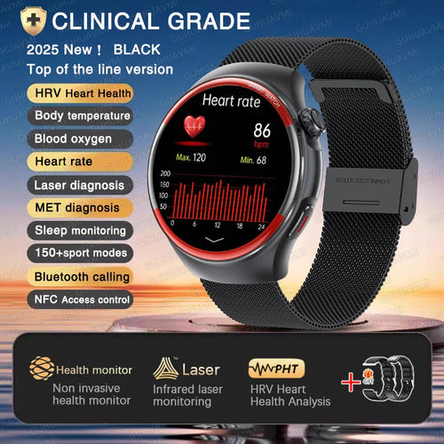 2025 New Nursing Health laser Cure Blood pressure Smart Watch Men