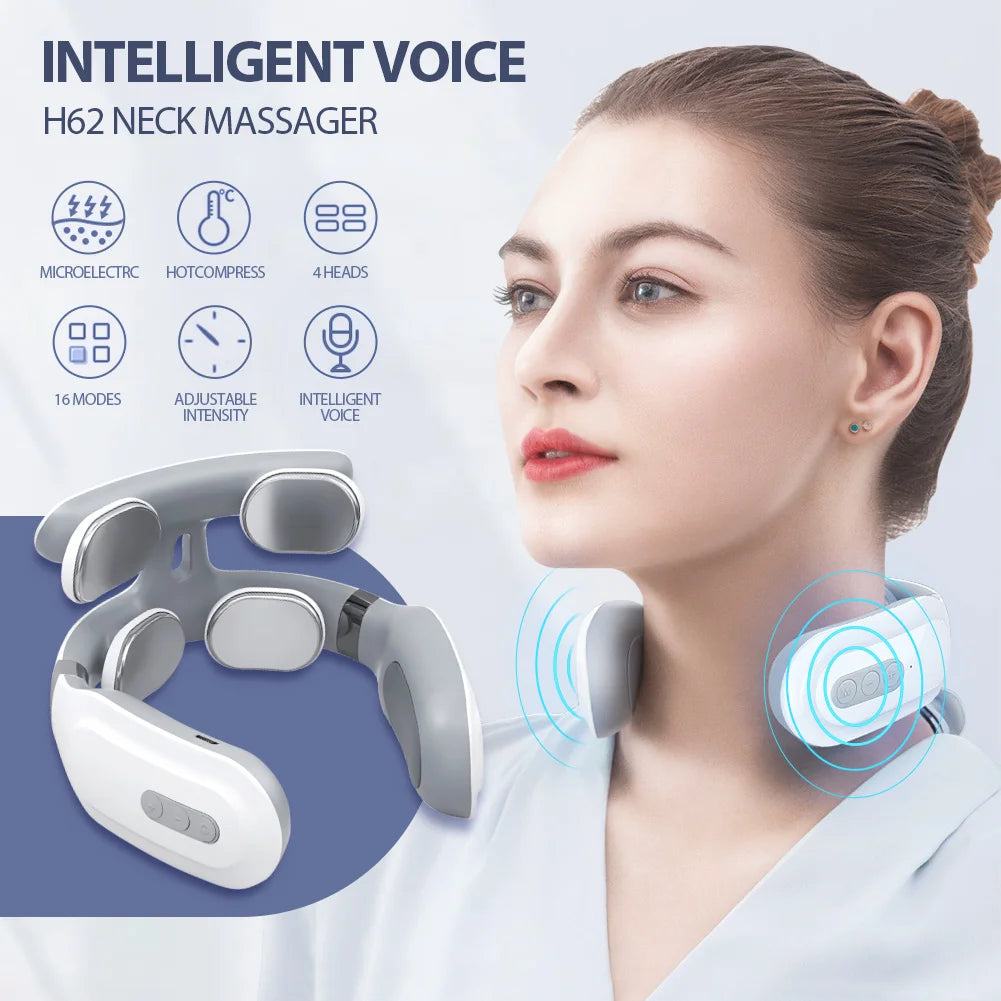 Smart Back Neck Massager with Heating TENS Pulse Cervical Muscle