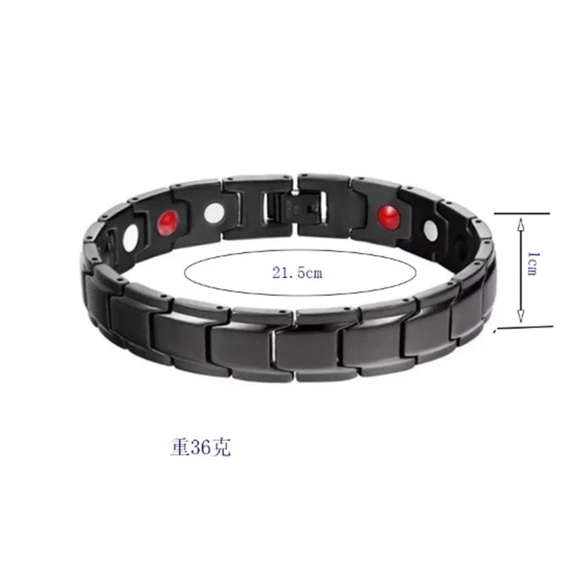 New Casual Style Men Magnetic Bracelet Simple Black Stainless Steel