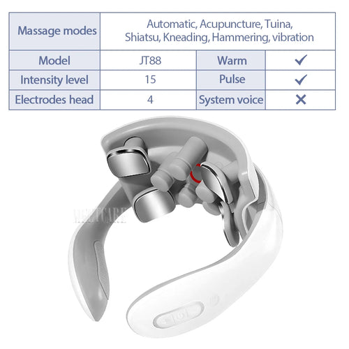 Smart Back Neck Massager with Heating TENS Pulse Cervical Muscle