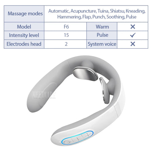 Smart Back Neck Massager with Heating TENS Pulse Cervical Muscle