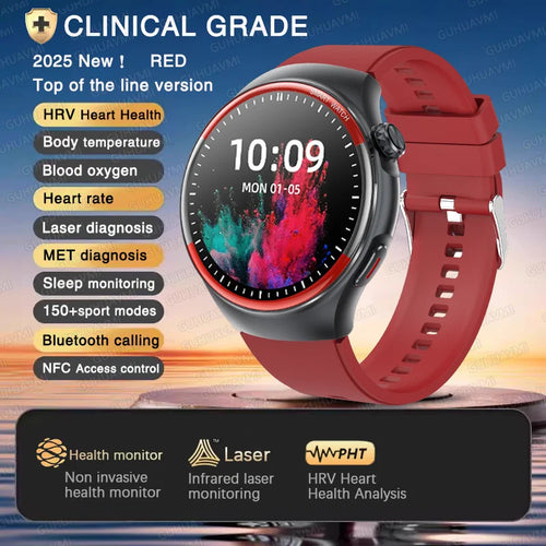 2025 New Nursing Health laser Cure Blood pressure Smart Watch Men