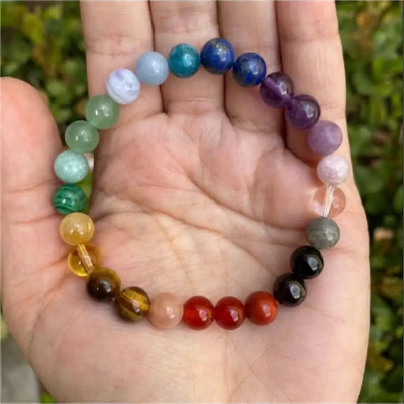 bracelets women healing tiger eyes Amethyst Gemstone 7 chakra beads