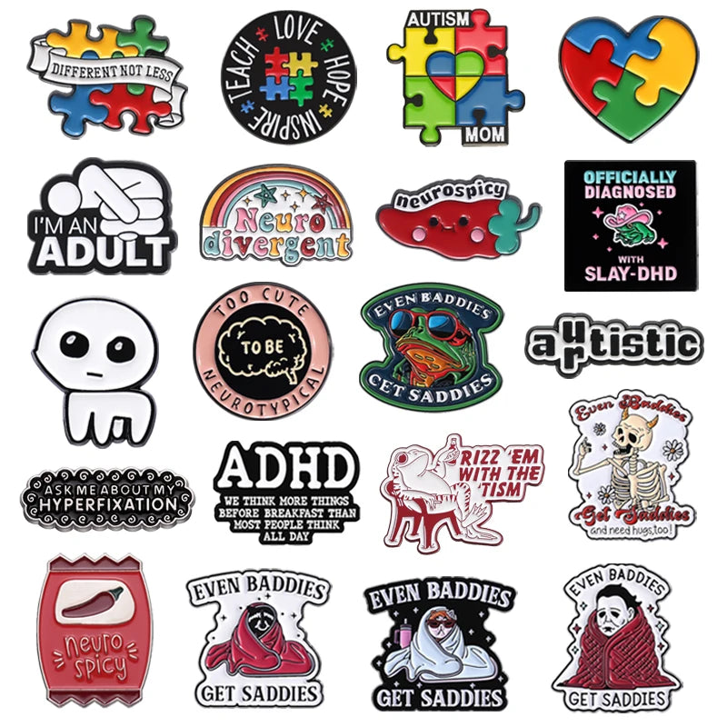 Autism ADHD Enamel Pin Neurospicy Autistic Awareness Puzzle Mental