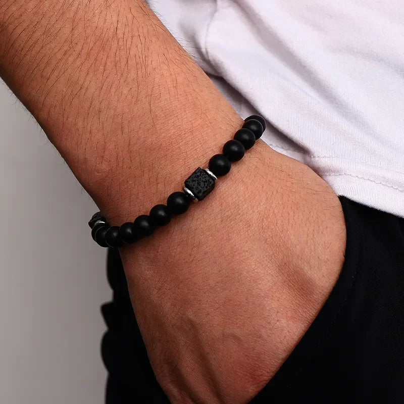 2pcs/set New Magnetic Bracelets and Necklace Set Men Nature Stone Bead