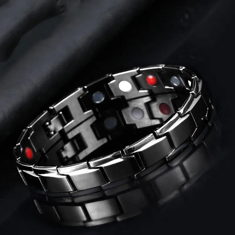 New Casual Style Men Magnetic Bracelet Simple Black Stainless Steel