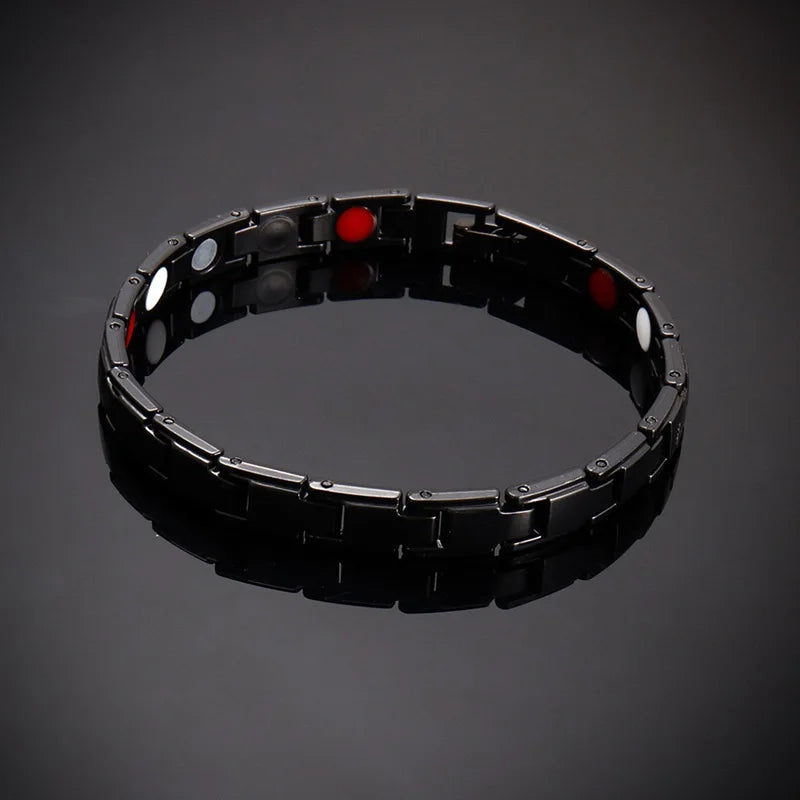 New Casual Style Men Magnetic Bracelet Simple Black Stainless Steel