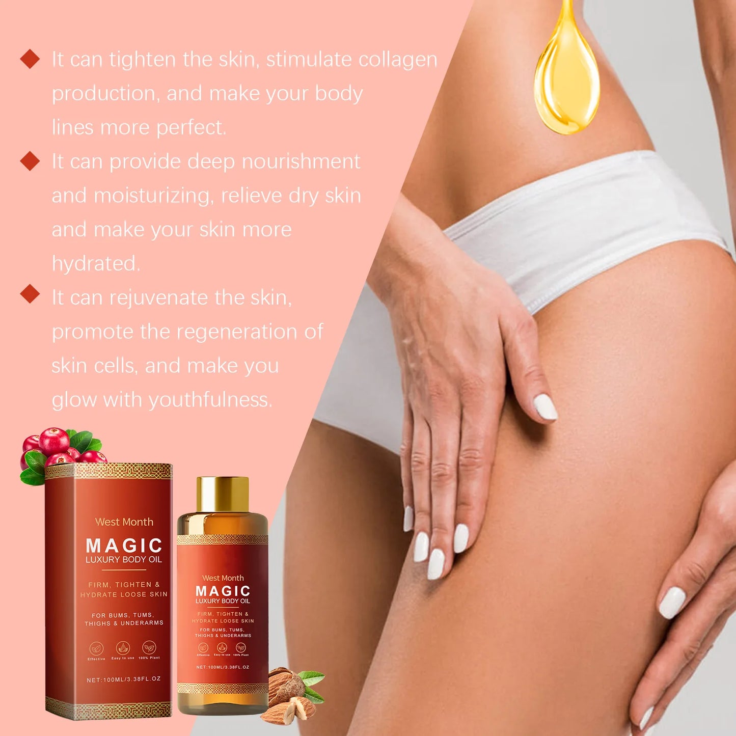 Firming Body Oil for Glowing Skin Repair Smooth Anti Cellulite Lifting
