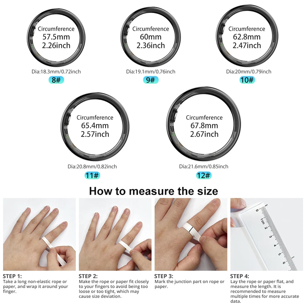 2024 COLMI R02 Smart Ring with Charging Case for Men Women, Battery