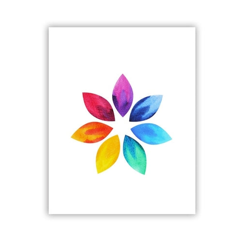 Colorful Lotus Flower Yoga Wall Art Print Poster ,