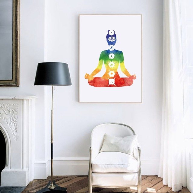 Colorful Lotus Flower Yoga Wall Art Print Poster ,