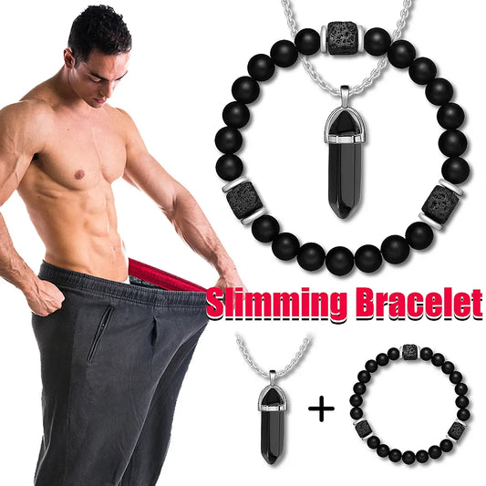 2pcs/set New Magnetic Bracelets and Necklace Set Men Nature Stone Bead