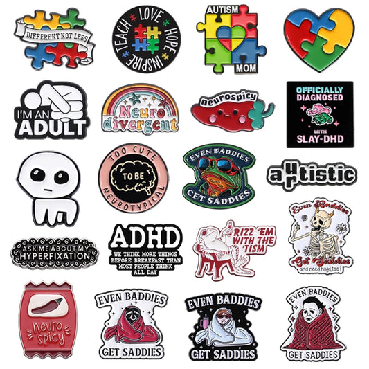 Autism ADHD Enamel Pin Neurospicy Autistic Awareness Puzzle Mental